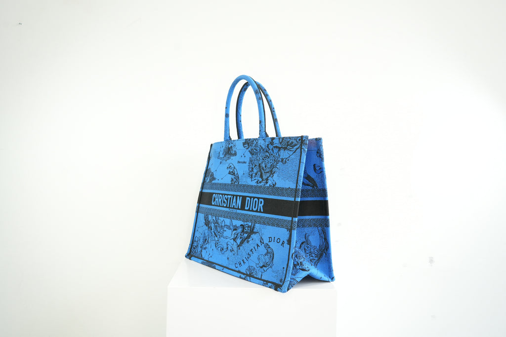 Christain Dior Blue Toile De Jouy Zodiac Book Tote