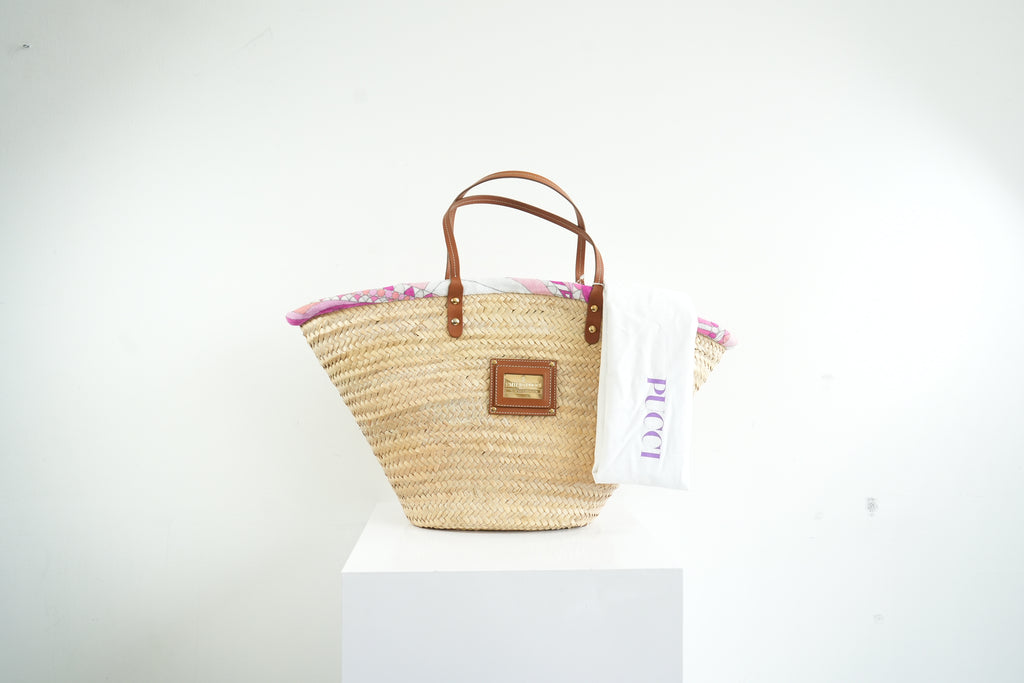 Emilio Pucci Wicker Basket Pink Inside Pattern (Deadstock) w/ dust bag