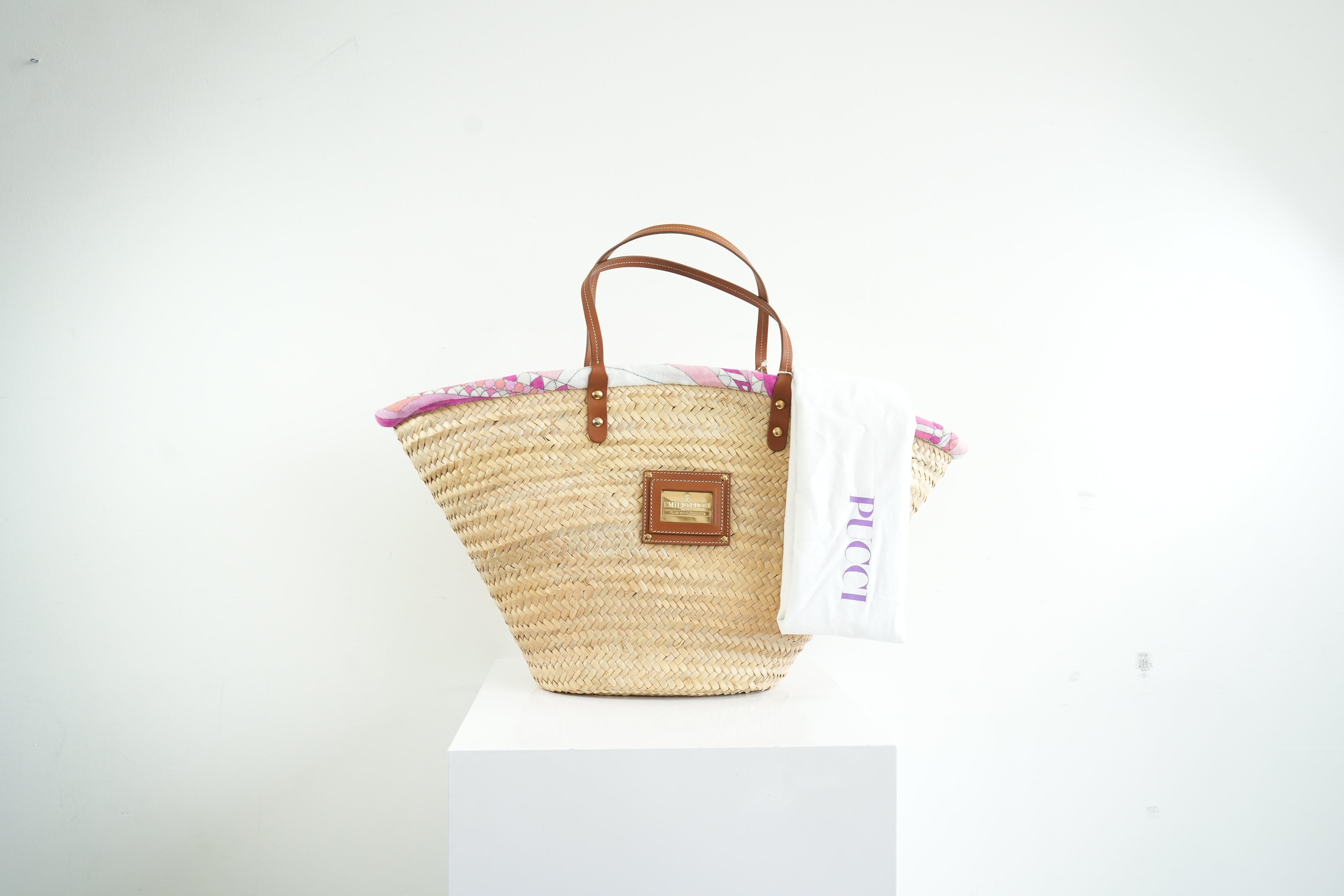 Emilio Pucci Wicker Basket Pink Inside Pattern (Deadstock) w/ dust bag