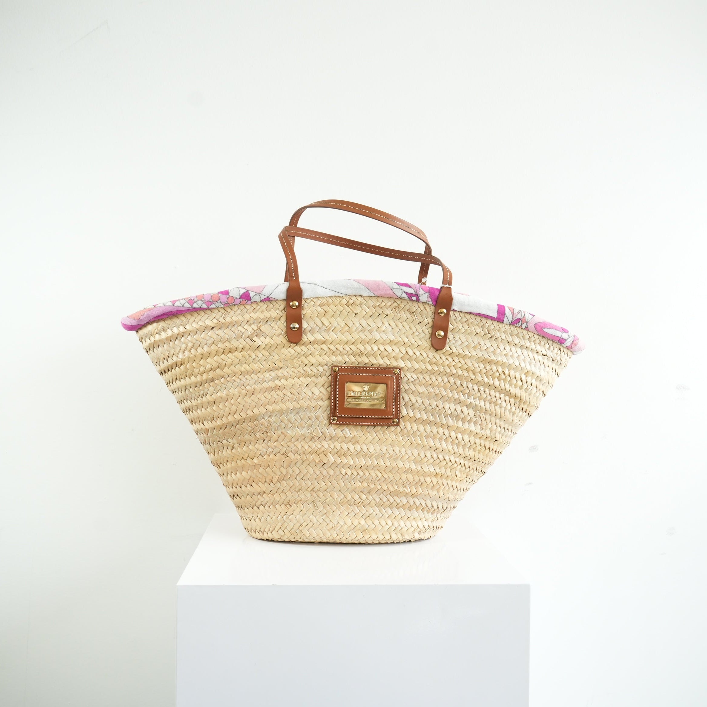 Emilio Pucci Wicker Basket Pink Inside Pattern (Deadstock) w/ dust bag