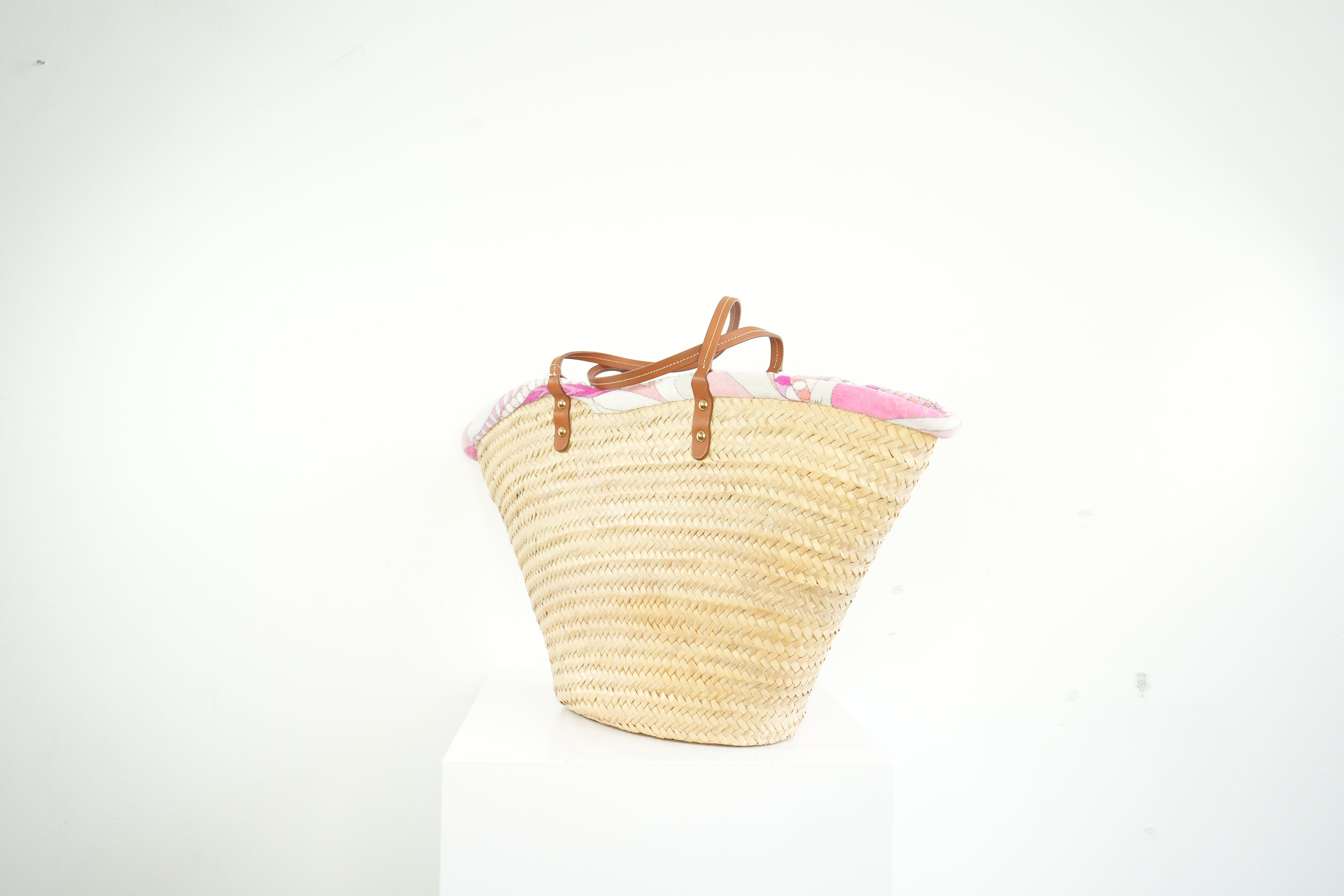 Emilio Pucci Wicker Basket Pink Inside Pattern (Deadstock) w/ dust bag