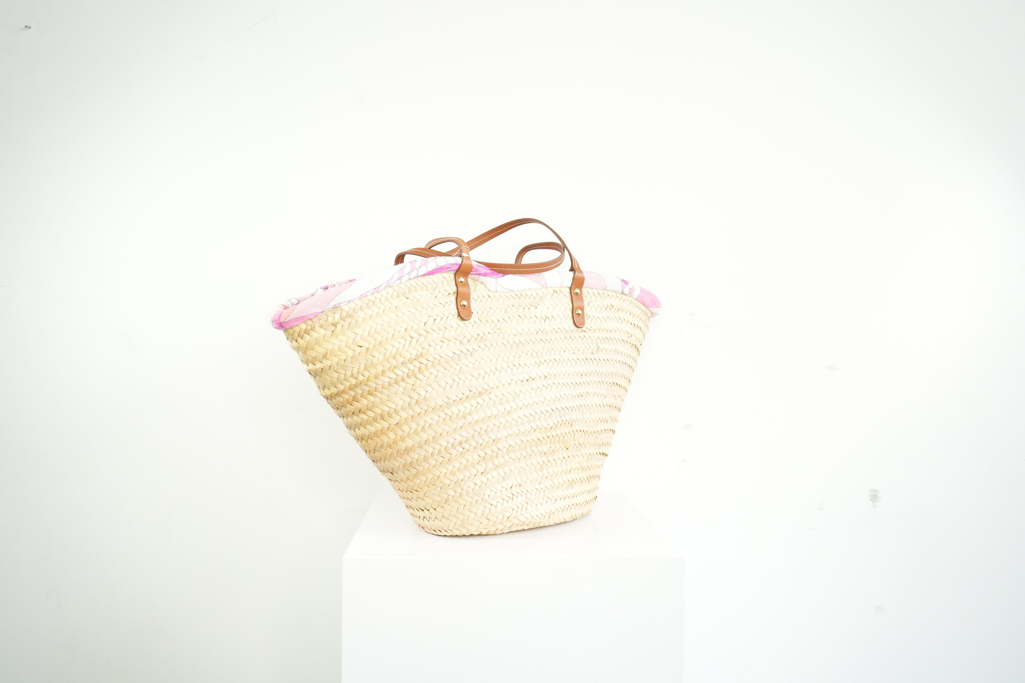 Emilio Pucci Wicker Basket Pink Inside Pattern (Deadstock) w/ dust bag