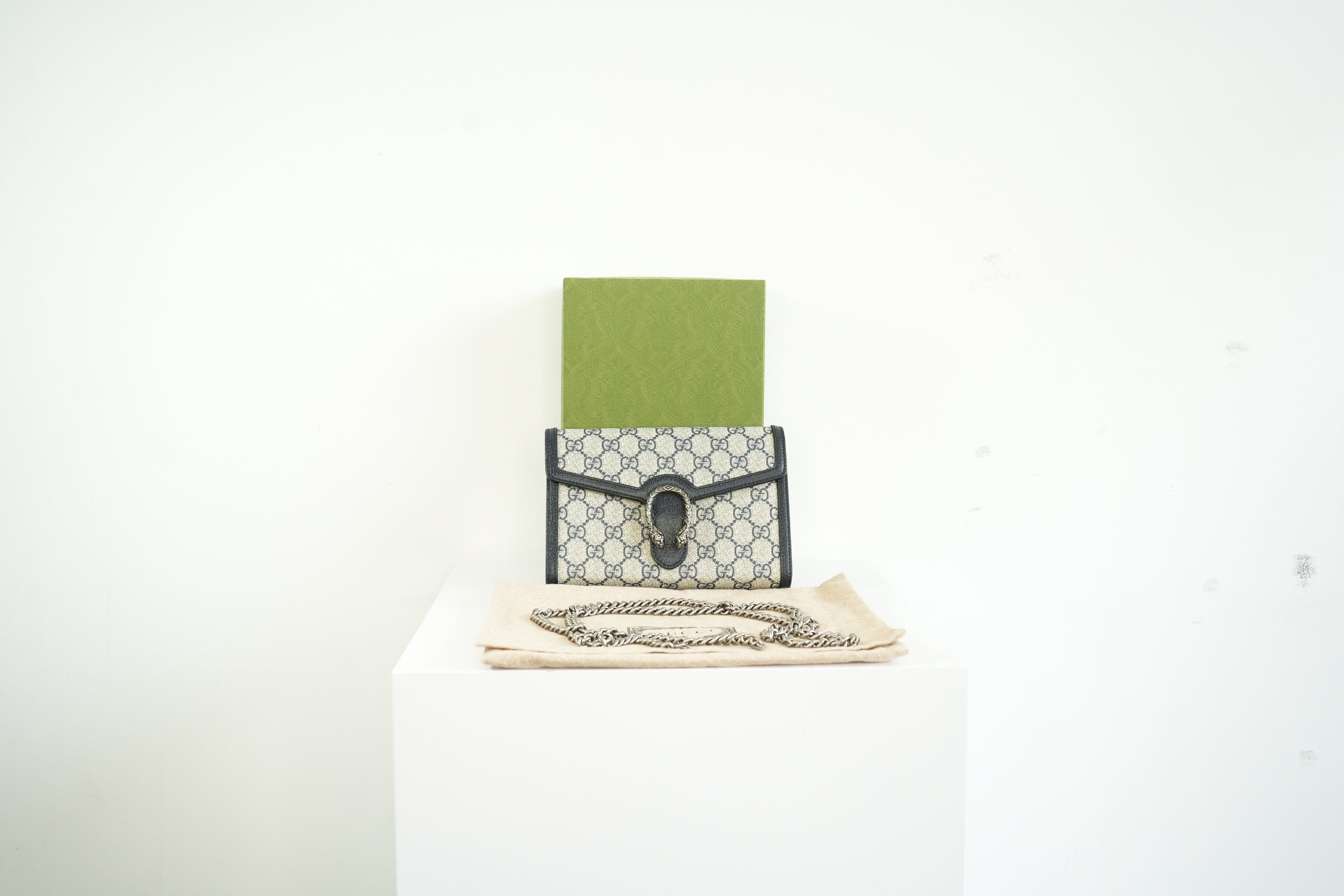 Gucci Navy GG Supreme Canvas Dionysus Bag Full Set