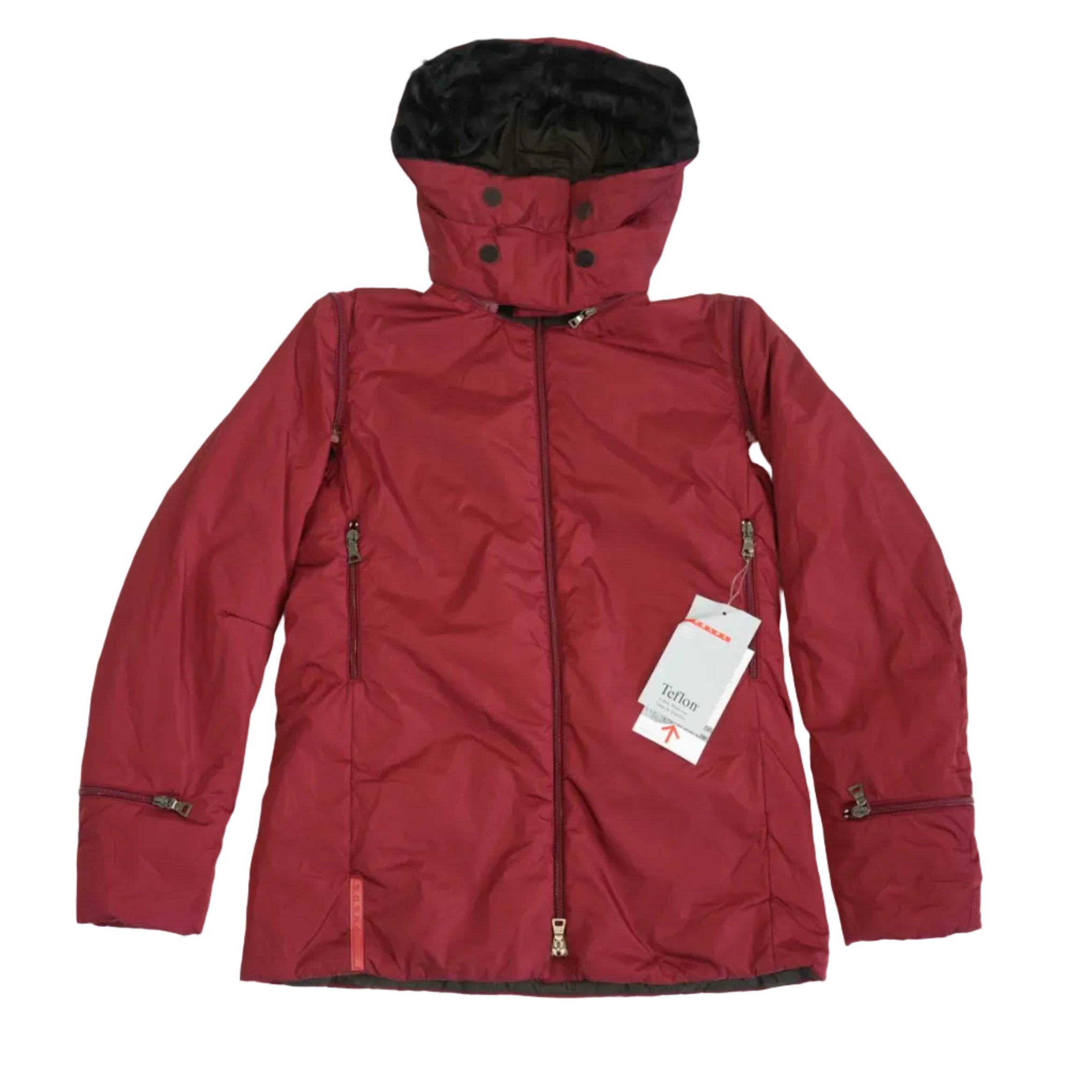 Prada Sport Red Nylon Jacket with Detachable Hood
