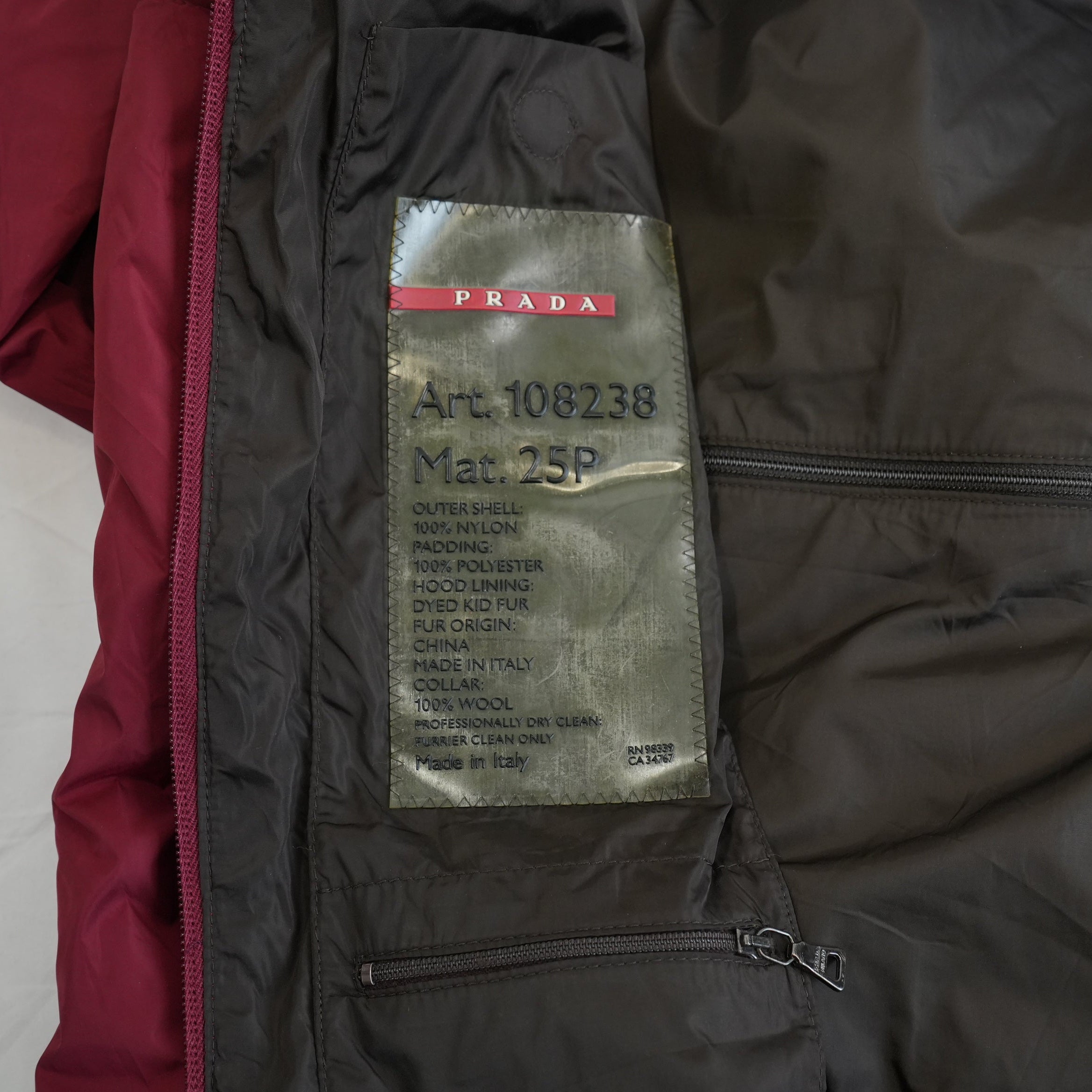 Prada Sport Red Nylon Jacket with Detachable Hood