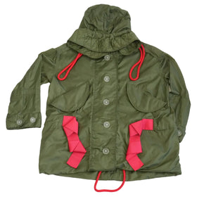 Burberry Nylon Hooded Mod Coat Parka Jacket Olive Green Size 0