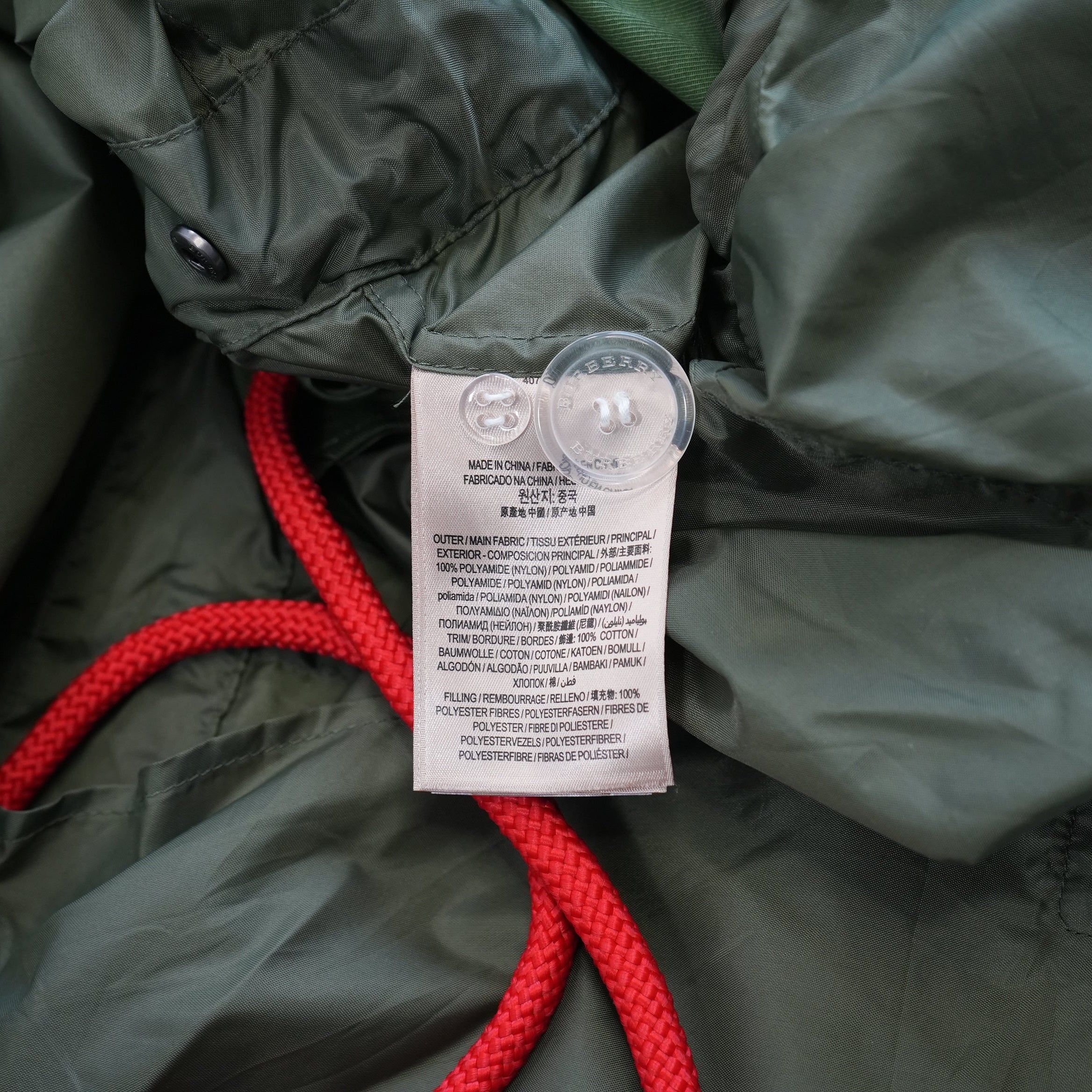 Burberry Nylon Hooded Mod Coat Parka Jacket Olive Green Size 0
