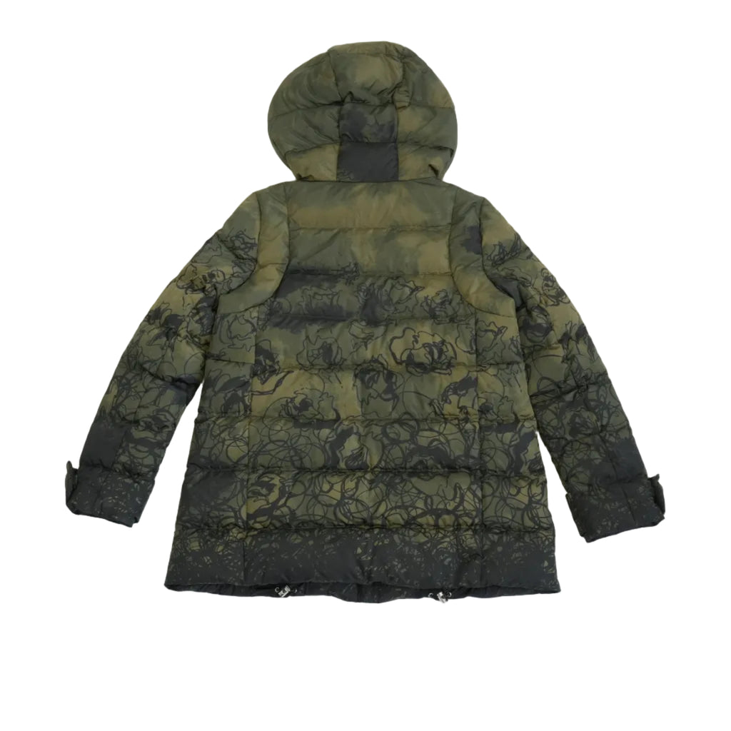 Prada Floral Camouflage Down Hooded Full Zip Puffer Jacket Size 38