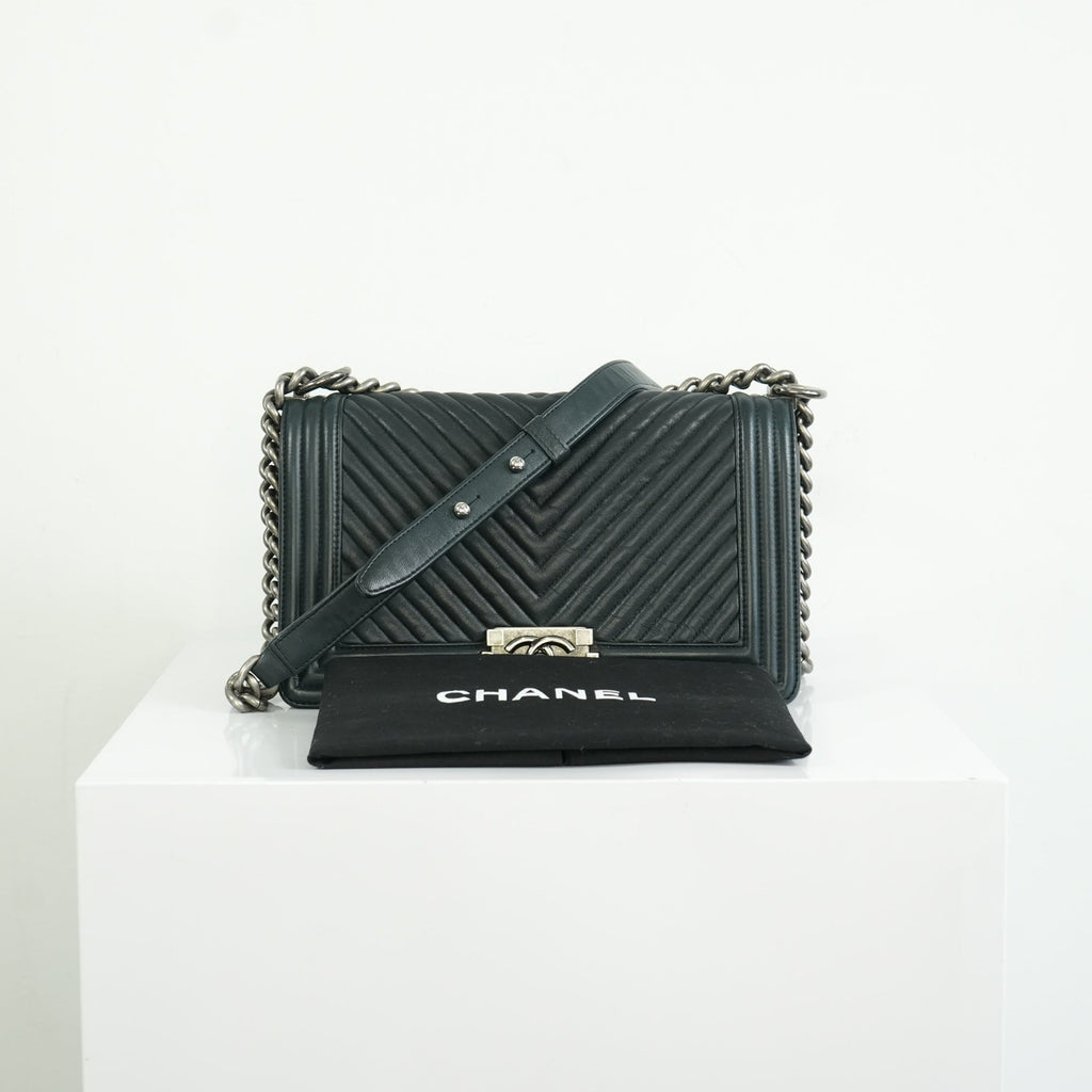Chanel Black Chevron Boy Bag