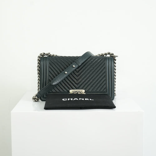 Chanel Black Chevron Boy Bag