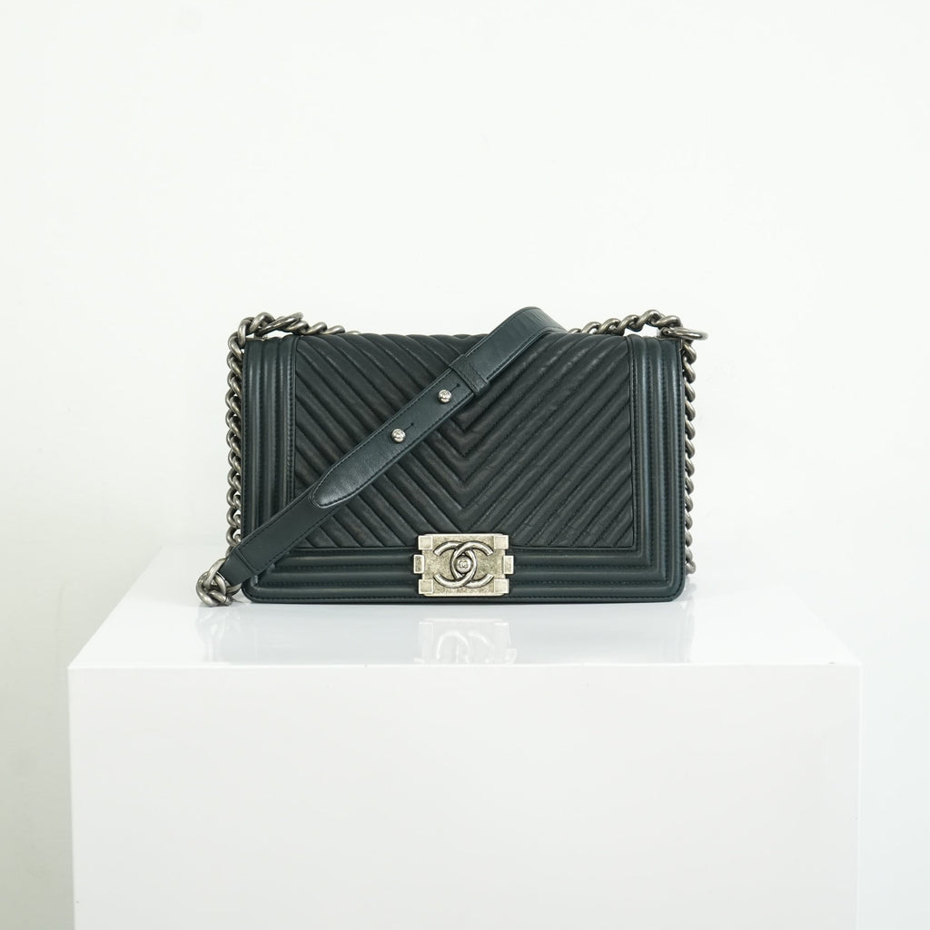 Chanel Black Chevron Boy Bag