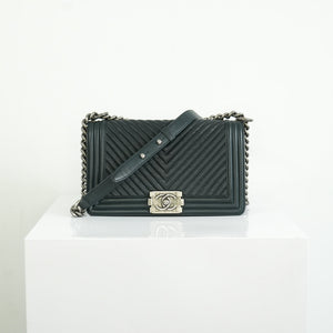 Chanel Black Chevron Boy Bag