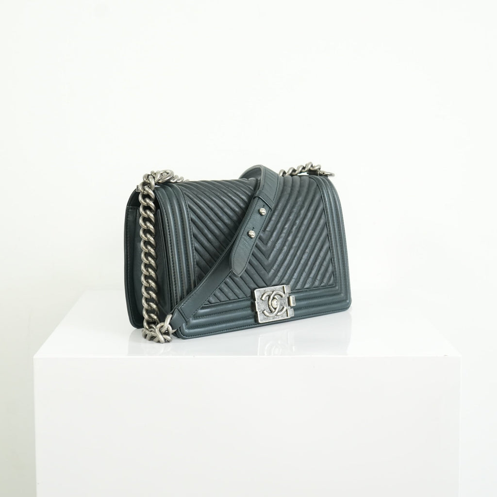 Chanel Black Chevron Boy Bag