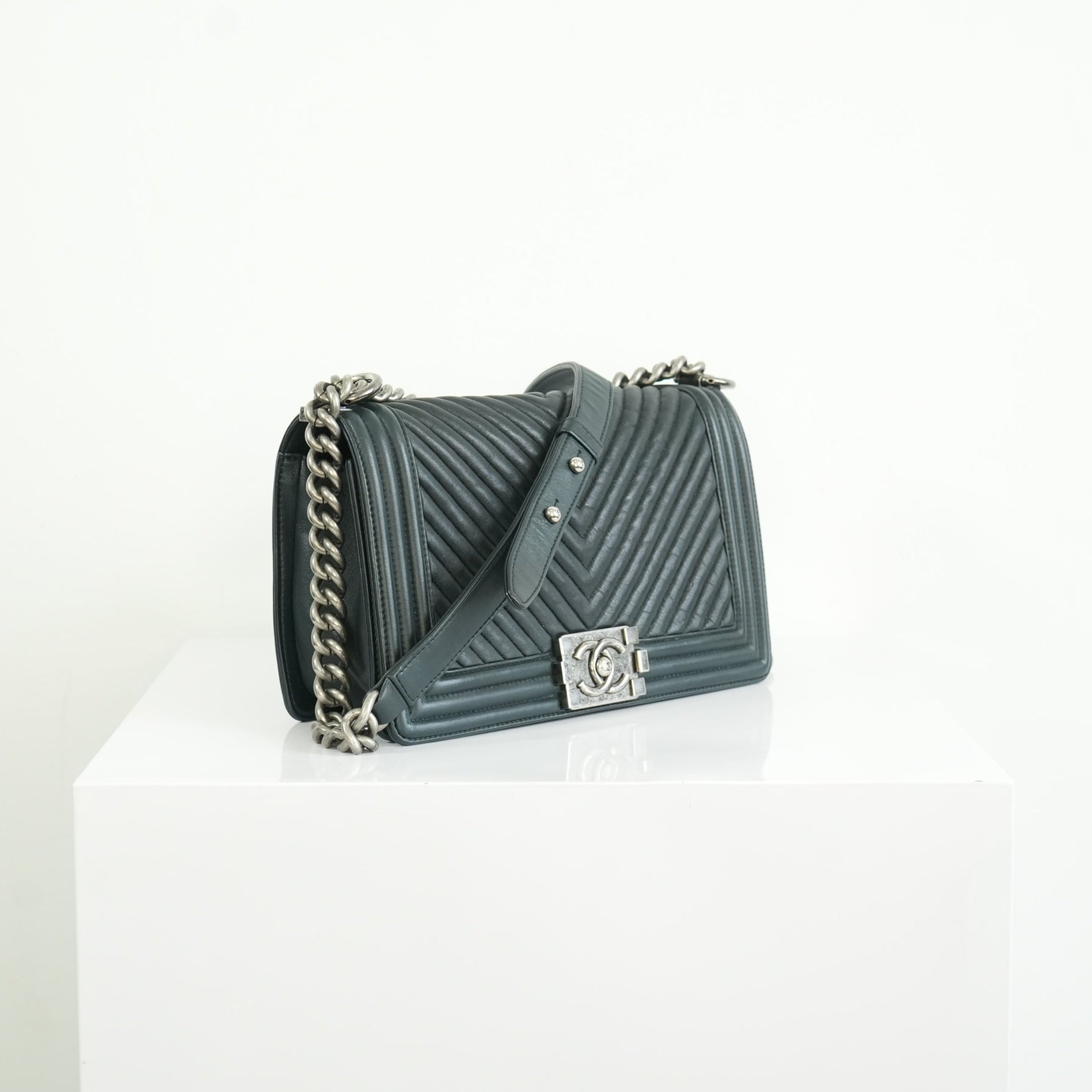 Chanel Black Chevron Boy Bag