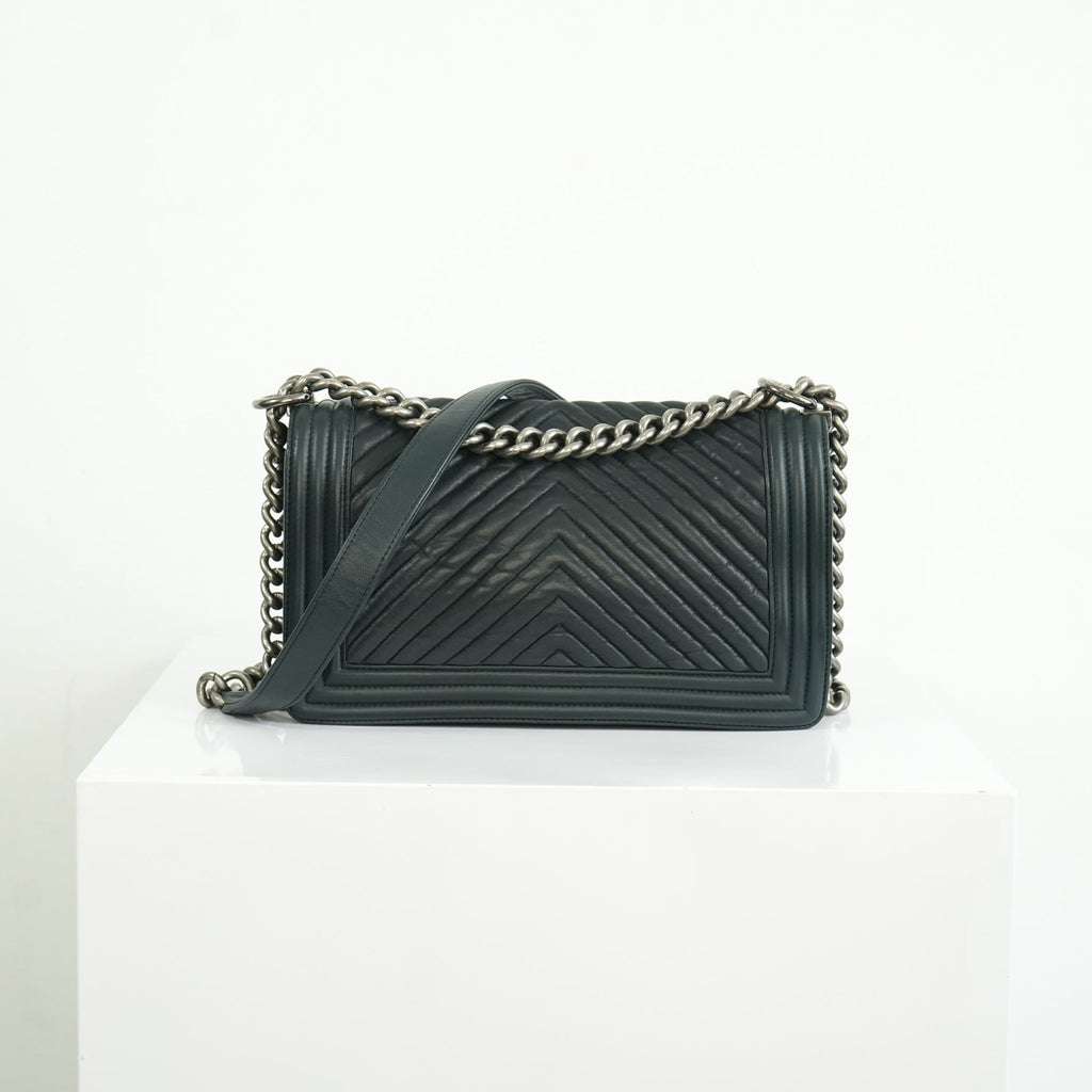 Chanel Black Chevron Boy Bag