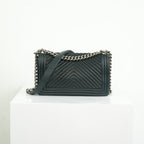 Chanel Black Chevron Boy Bag