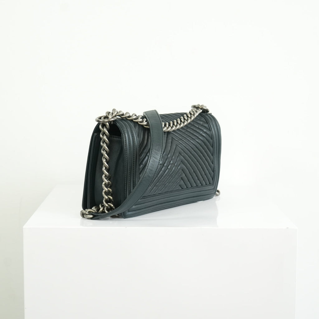Chanel Black Chevron Boy Bag