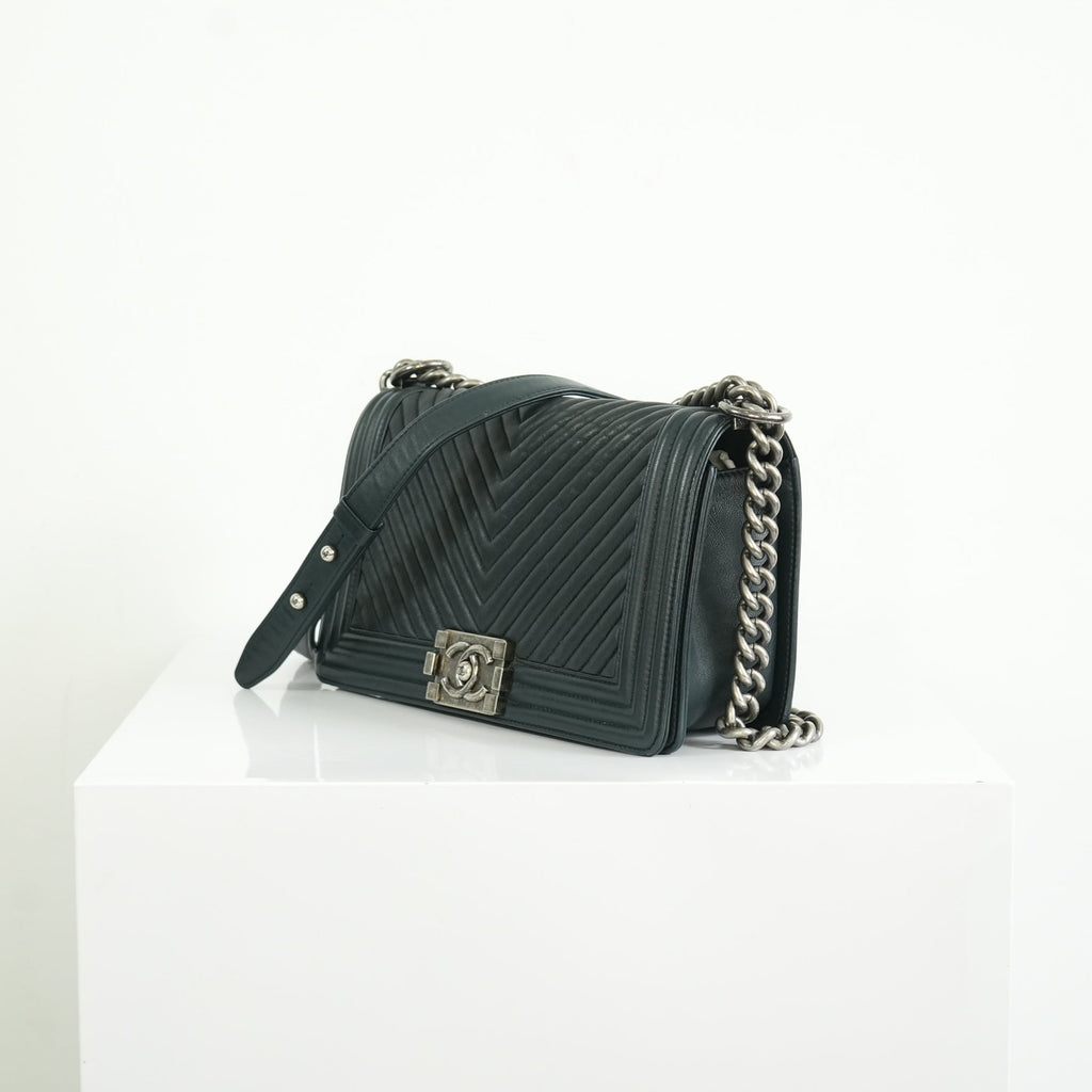 Chanel Black Chevron Boy Bag