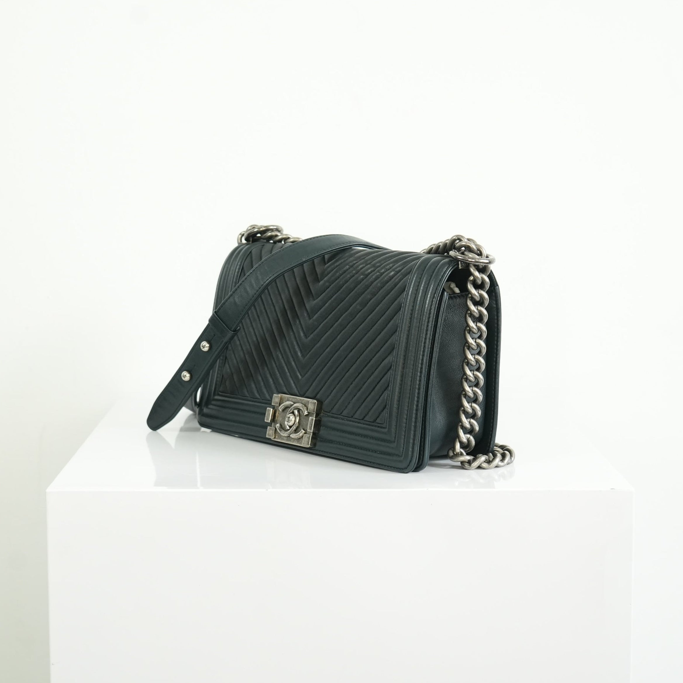 Chanel Black Chevron Boy Bag