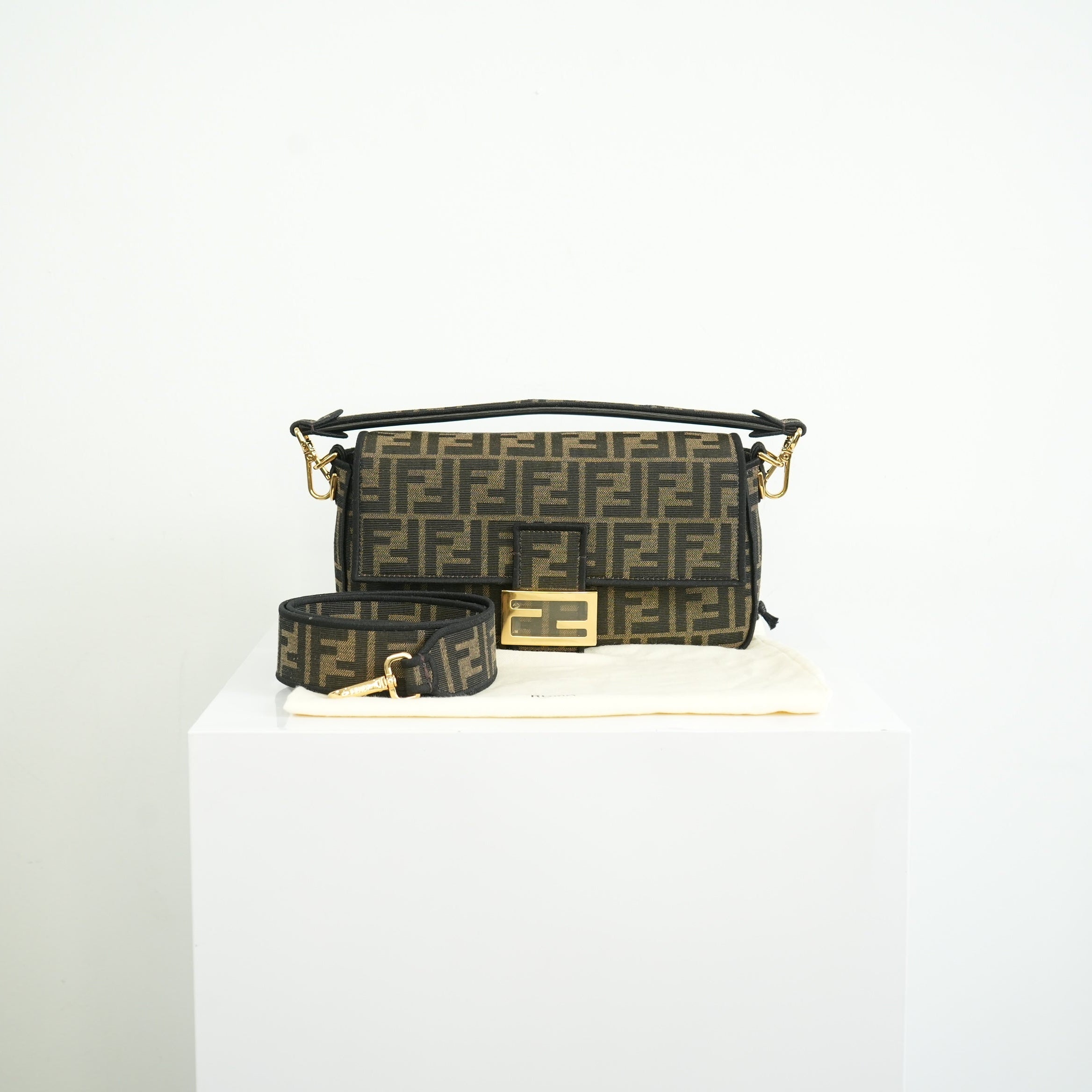 Fendi Baguette (2way) Medium Monogram Brown FF Jacquard Fabric