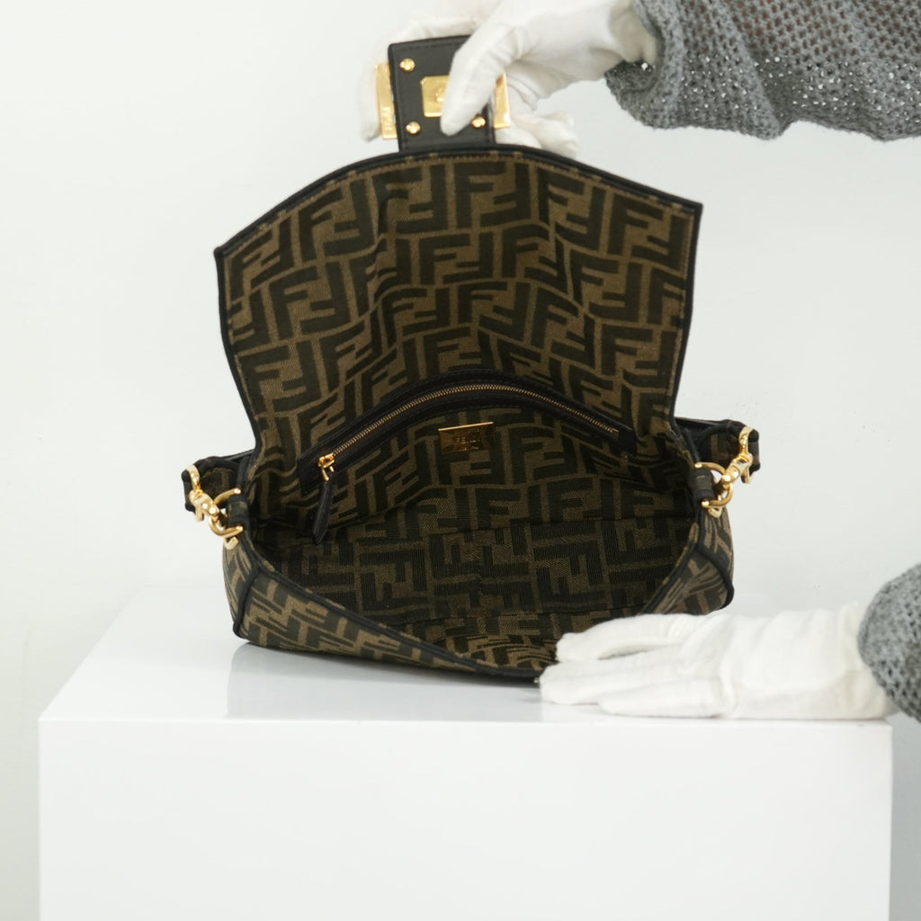Fendi Baguette (2way) Medium Monogram Brown FF Jacquard Fabric