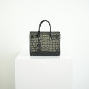 Saint Laurent Black Baby Croc Sac de Jour Bag w/ dust bag
