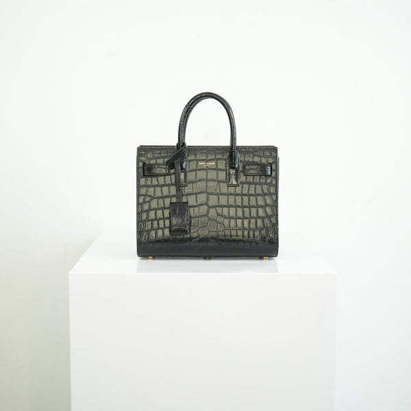 Saint Laurent Black Baby Croc Sac de Jour Bag w/ dust bag