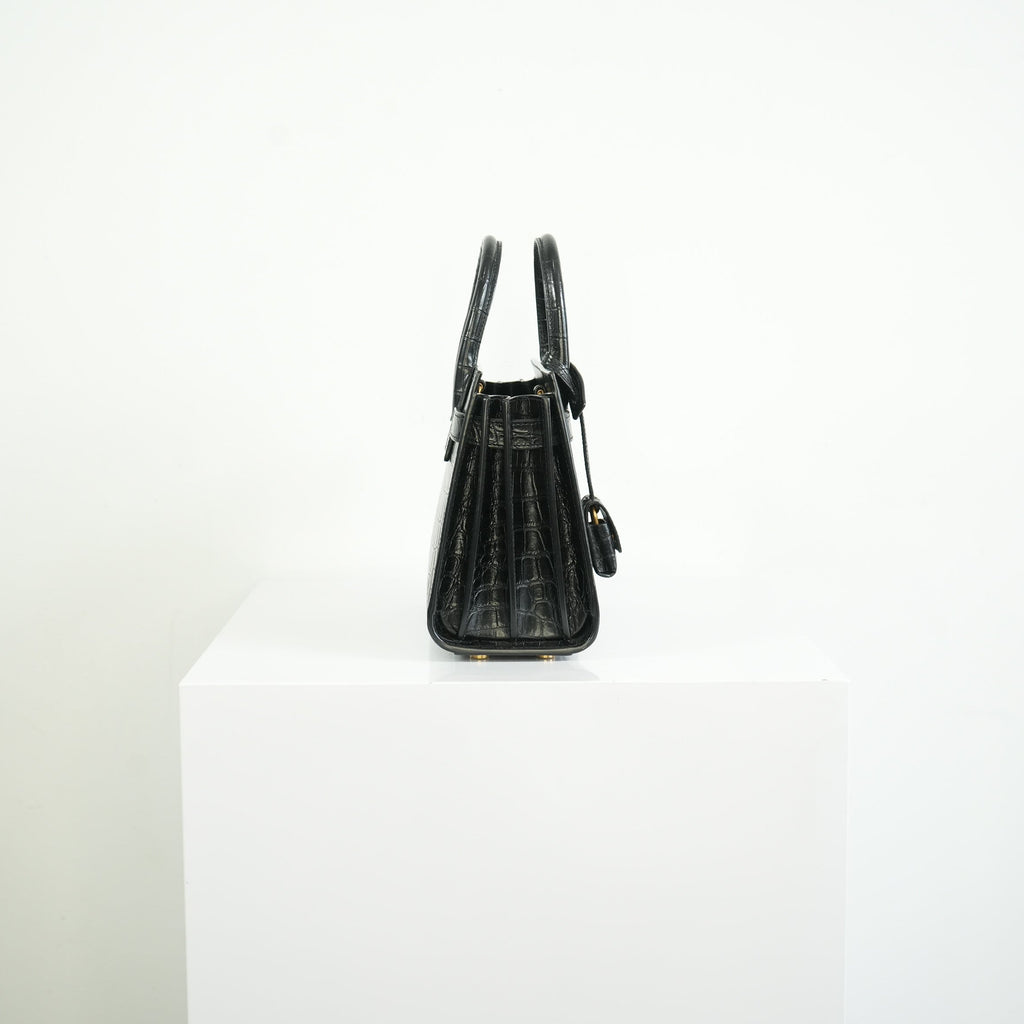 Saint Laurent Black Baby Croc Sac de Jour Bag w/ dust bag