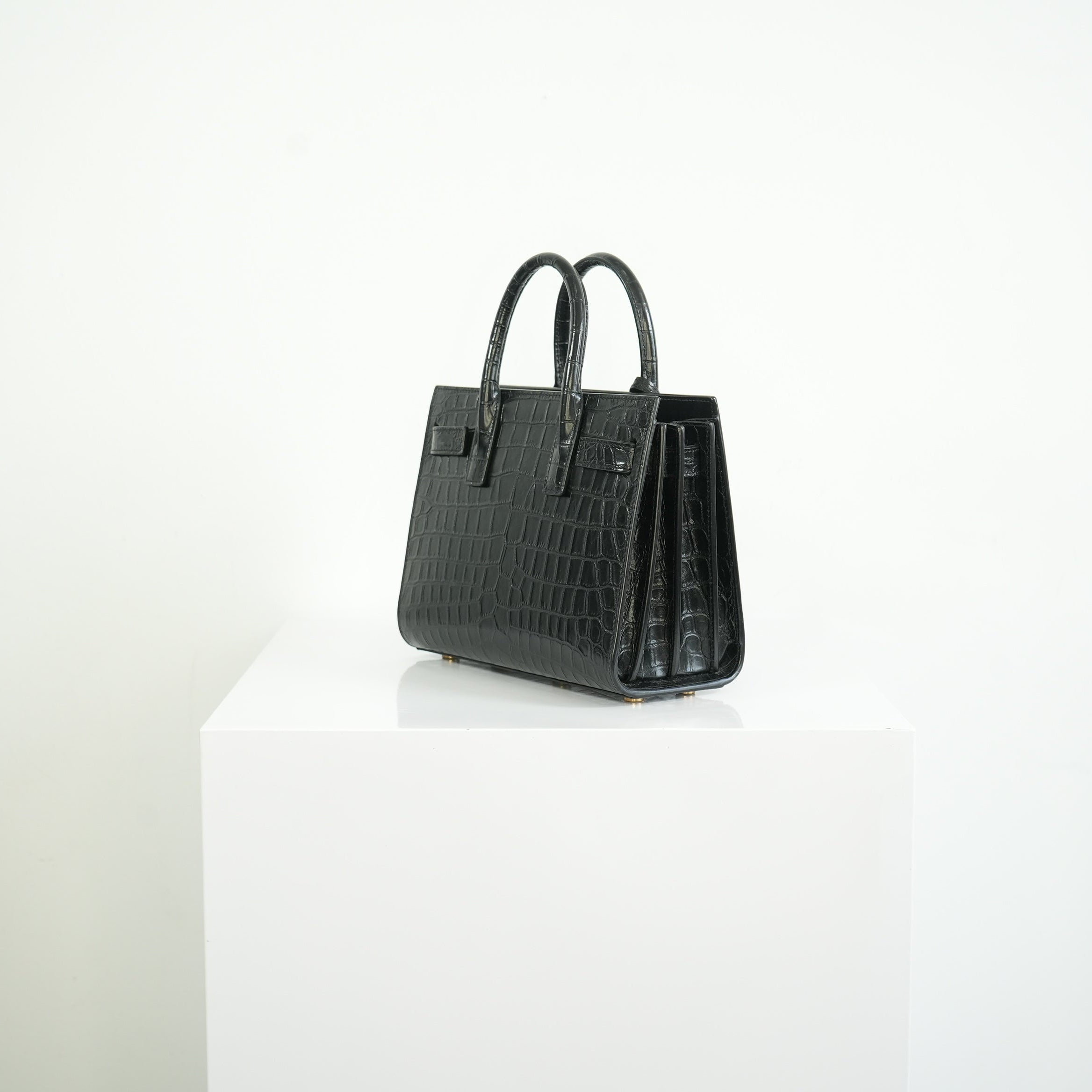 Saint Laurent Black Baby Croc Sac de Jour Bag w/ dust bag