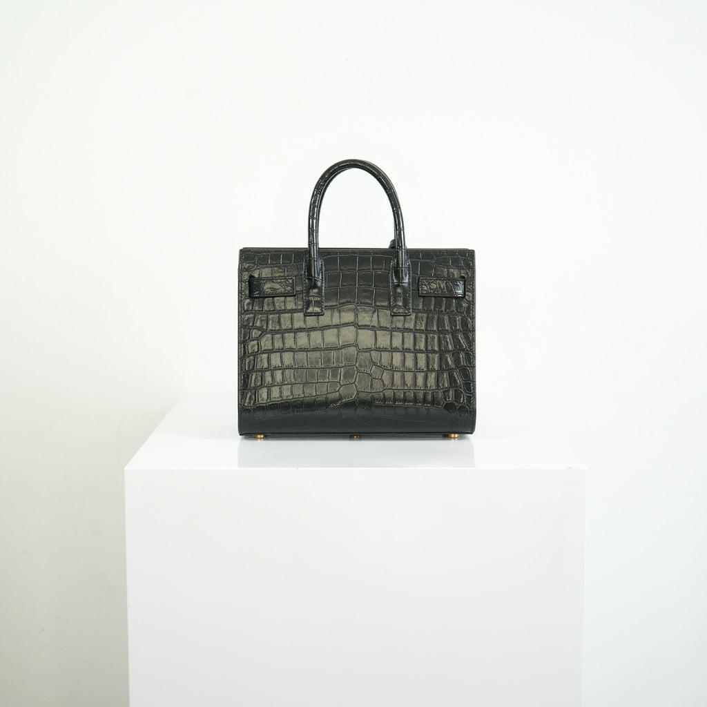 Saint Laurent Black Baby Croc Sac de Jour Bag w/ dust bag