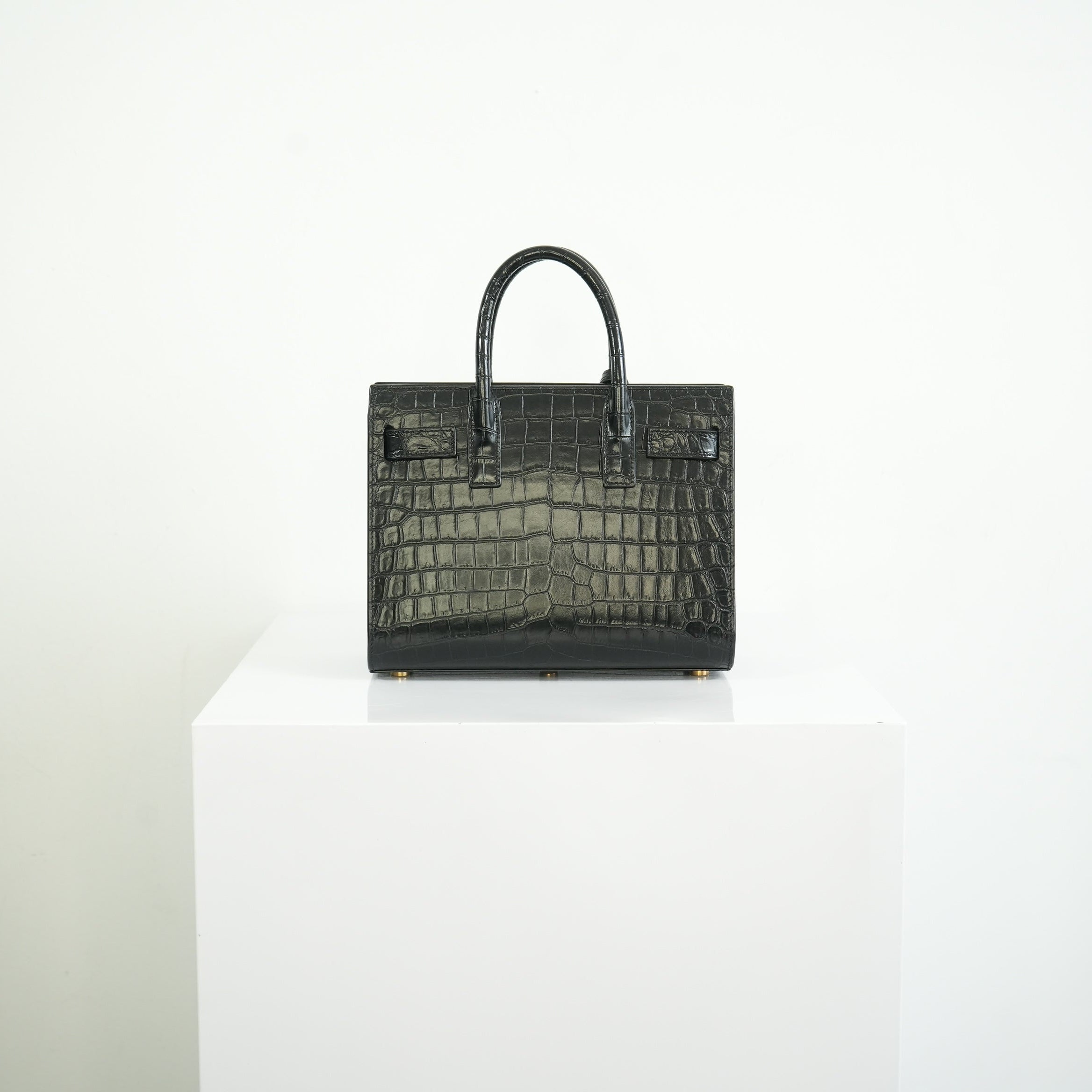 Saint Laurent Black Baby Croc Sac de Jour Bag w/ dust bag