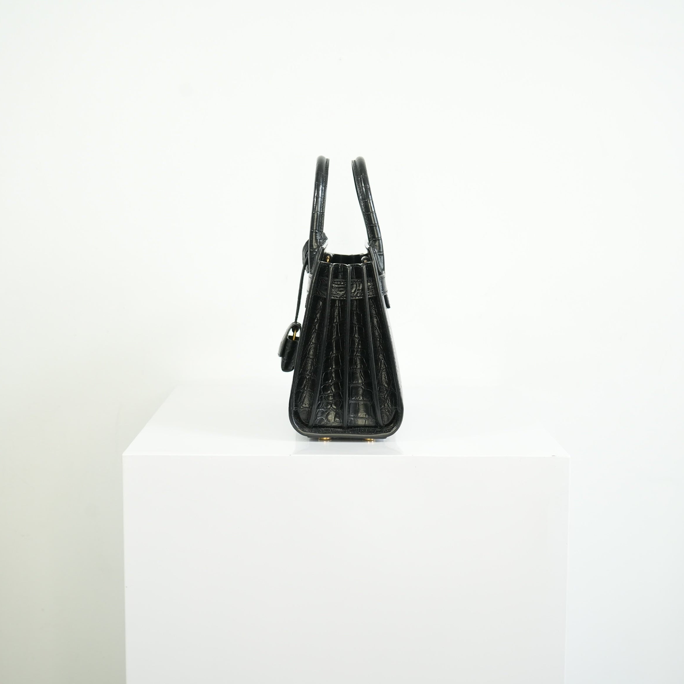 Saint Laurent Black Baby Croc Sac de Jour Bag w/ dust bag
