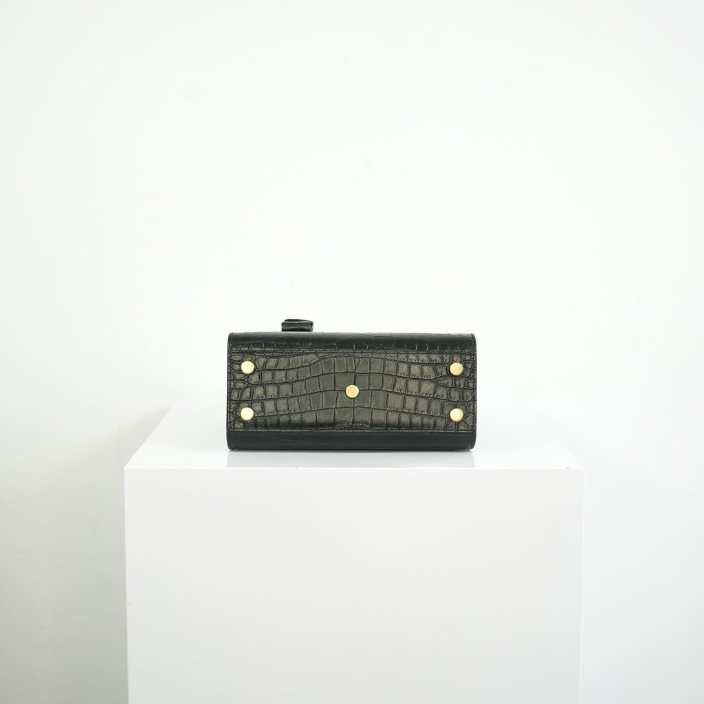 Saint Laurent Black Baby Croc Sac de Jour Bag w/ dust bag