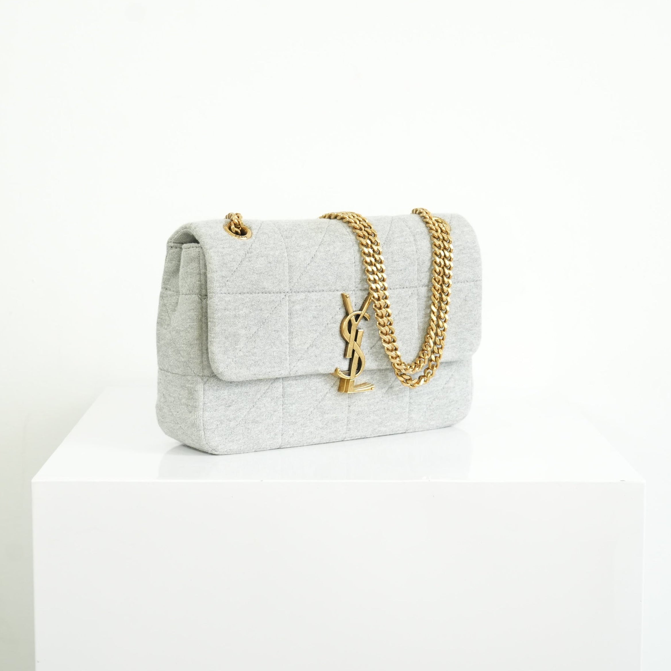 Saint Laurent Jaime Quilted Grey Wool-Jersey Medium