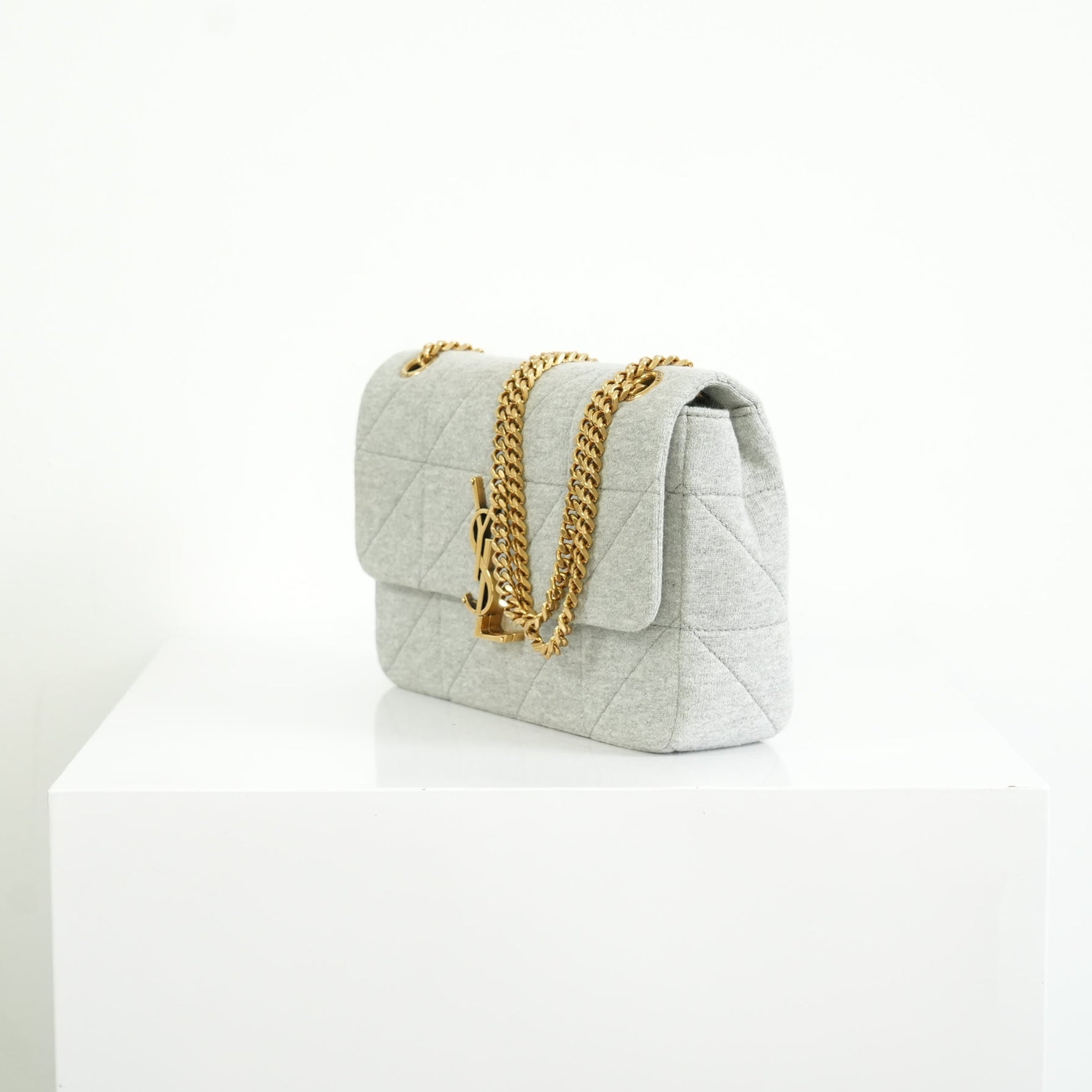 Saint Laurent Jaime Quilted Grey Wool-Jersey Medium