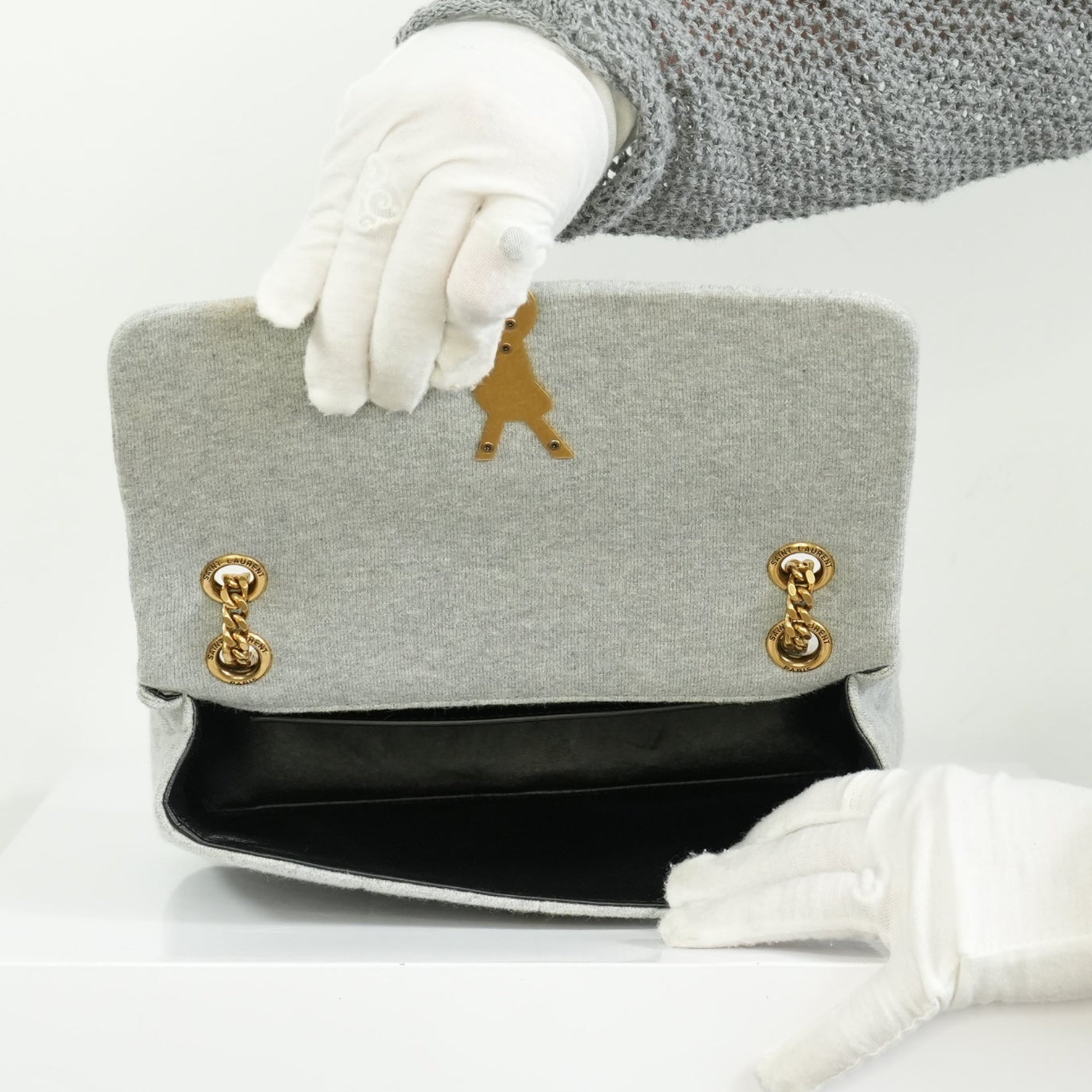 Saint Laurent Jaime Quilted Grey Wool-Jersey Medium