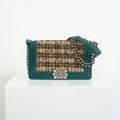 Chanel Paris-Edinburgh Tweed Boy Bag Green Velvet Trim