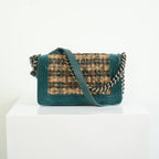 Chanel Paris-Edinburgh Tweed Boy Bag Green Velvet Trim