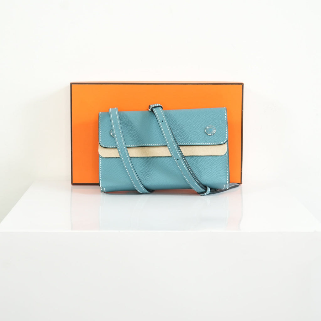 Hermes Bleu Jean Epsom Hermesnap Wallet Palladium Hardware Full Set