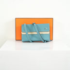 Hermes Bleu Jean Epsom Hermesnap Wallet Palladium Hardware Full Set