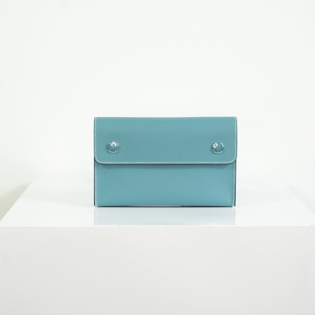 Hermes Bleu Jean Epsom Hermesnap Wallet Palladium Hardware Full Set