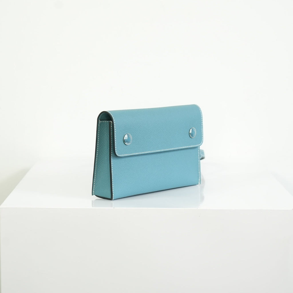 Hermes Bleu Jean Epsom Hermesnap Wallet Palladium Hardware Full Set