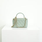 Chanel Top Handle Vanity Case Light Green with Chain, Full set