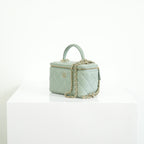 Chanel Top Handle Vanity Case Light Green with Chain, Full set