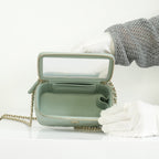 Chanel Top Handle Vanity Case Light Green with Chain, Full set