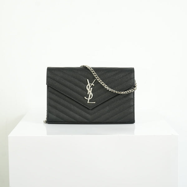 Saint Laurent Cassandre Black Engrained WOC w/ dust bag