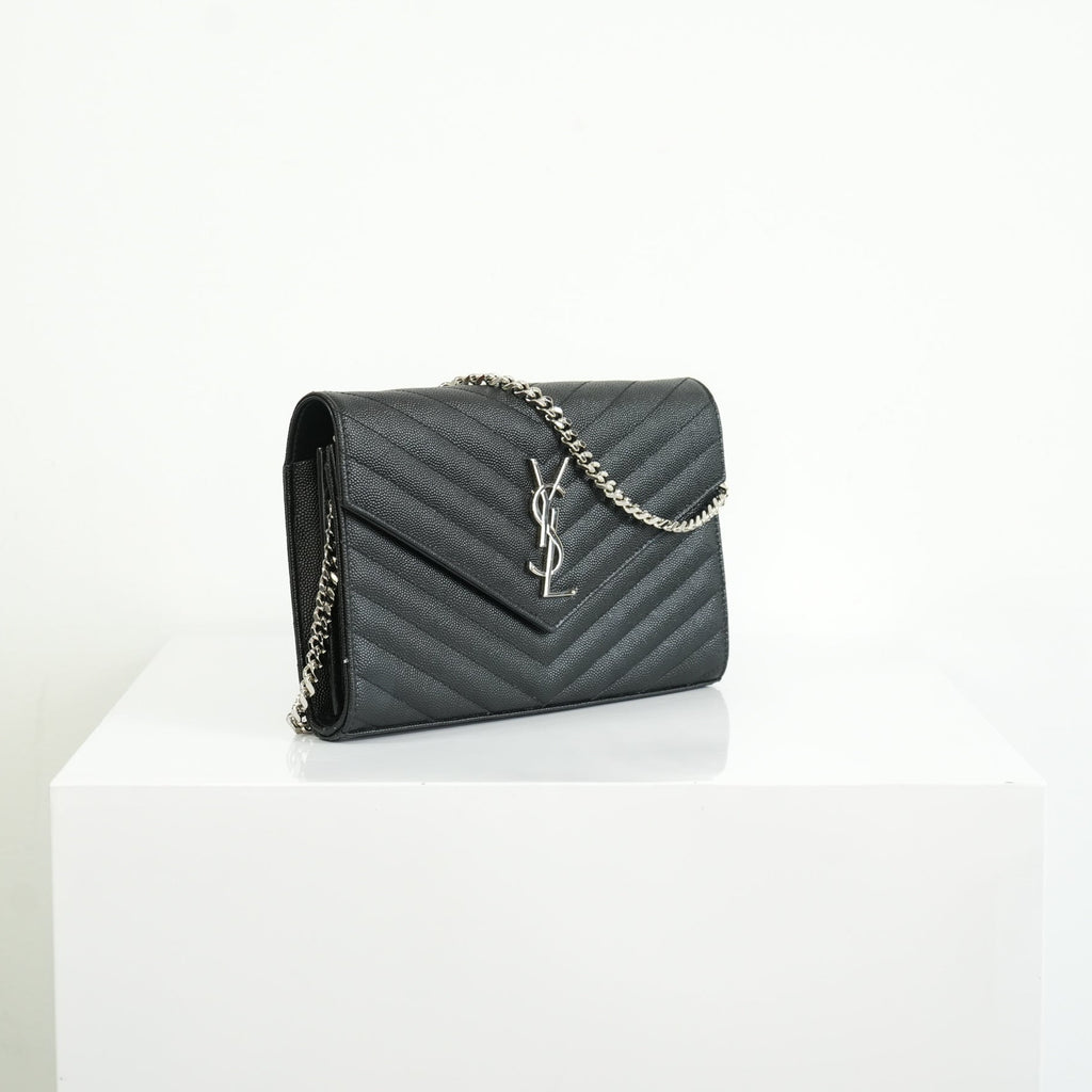 Saint Laurent Cassandre Black Engrained WOC w/ dust bag