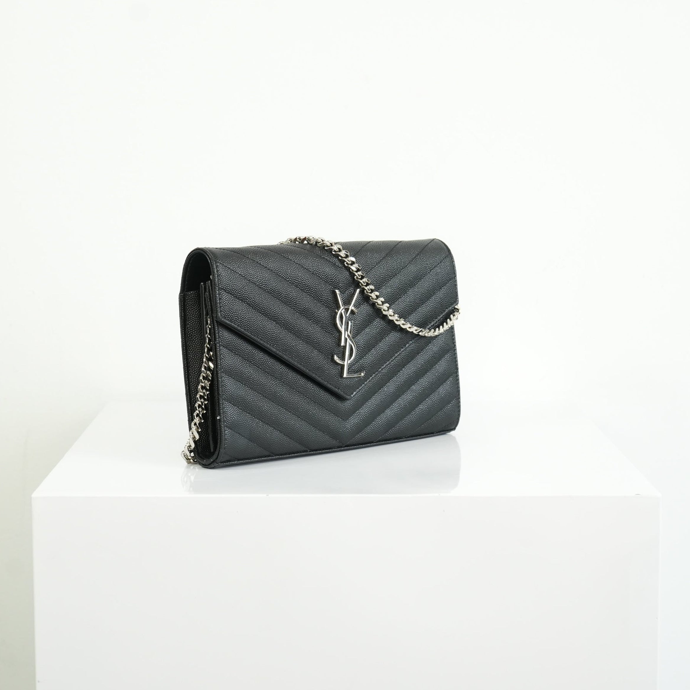 Saint Laurent Cassandre Black Engrained WOC w/ dust bag