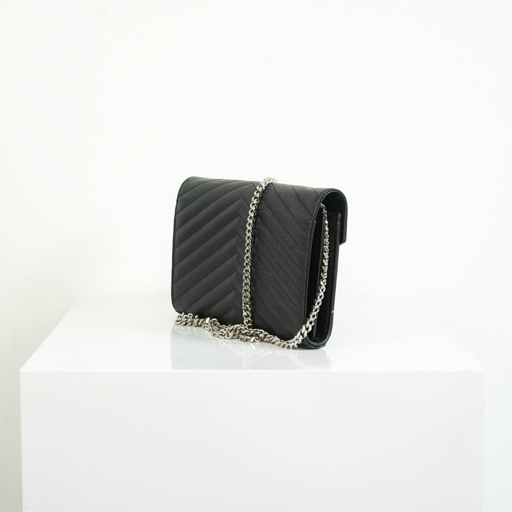Saint Laurent Cassandre Black Engrained WOC w/ dust bag