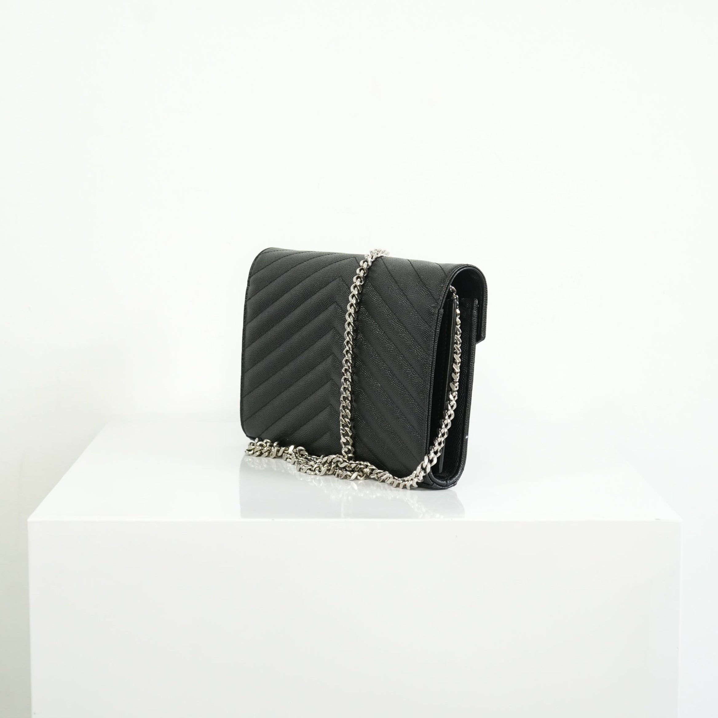 Saint Laurent Cassandre Black Engrained WOC w/ dust bag